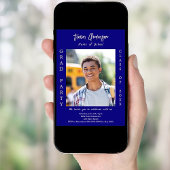 Afstudeerfeest marine blauw wit foto kaart