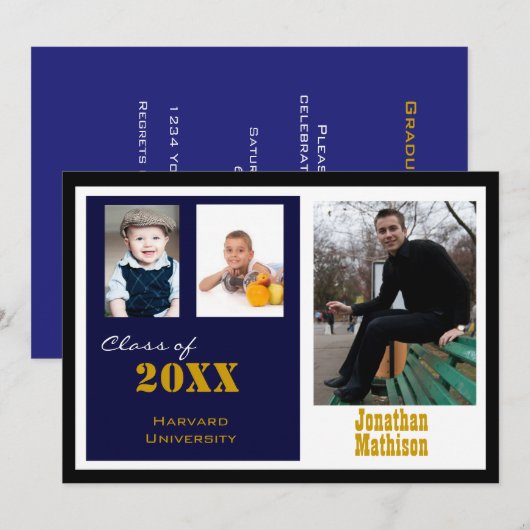 Afstudeerfeest Marine Fotouitnodiging Kaart (Voorkant / Achterkant)