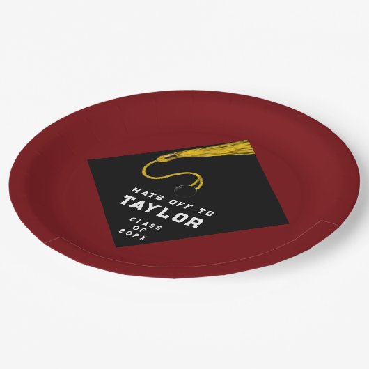 Afstudeerfeest Maroon 2025 Papieren Bordje (Gekanteld)