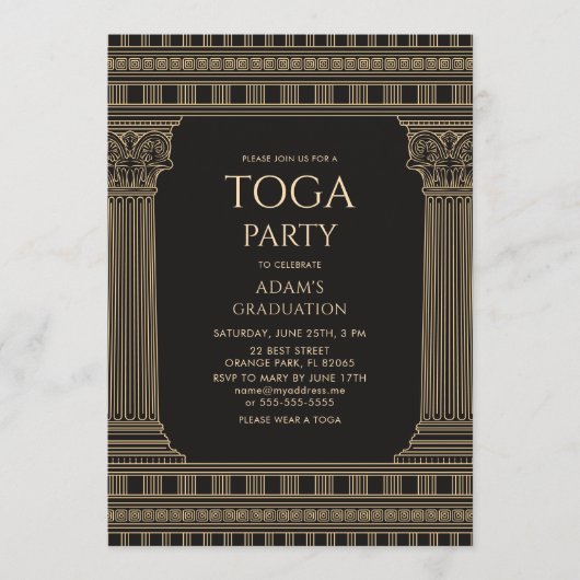 Afstudeerfeest met AANGEPASTE KLEUREN Temple Kaart (Voorkant)