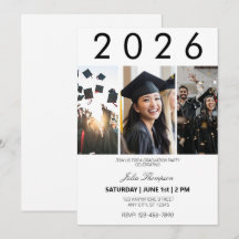 Afstudeerfeest met foto- en zwarte typografie