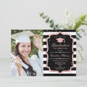 Afstudeerfeest met foto - Roos Gold Black Kaart (Staand voorkant)