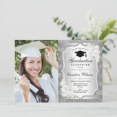 Afstudeerfeest met foto - Zilver Kaart (Staand voorkant)