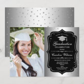 Afstudeerfeest met foto - Zilver Zwart Kaart (Voorkant / Achterkant)