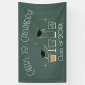 Afstudeerfeest met Hoed en Cocktail Spandoek (Verticaal)