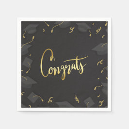 Afstudeerfeest met Hoed en Confetti Gefeliciteerd Servet