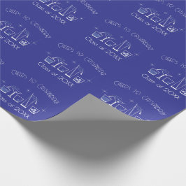 Afstudeerfeest met pet en cocktail Blauw Cadeaupapier