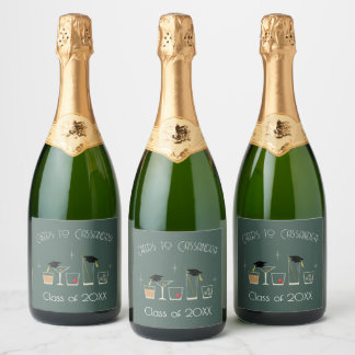 Afstudeerfeest met pet en cocktail sparkling wijnetiket