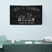 Afstudeerfeest met pet en cocktail zwart spandoek (Beurs)