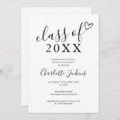 Afstudeerfeest met Script Heart-thema Kaart (Voorkant / Achterkant)