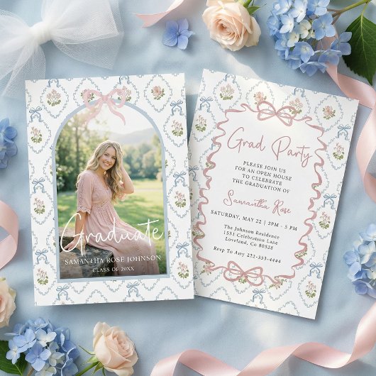 Afstudeerfeest met wilde bloemen kaart