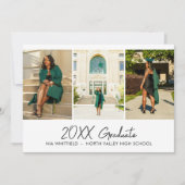 Afstudeerfeest met witte minimalistische fotocolla kaart (Voorkant)
