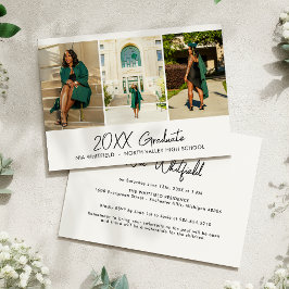 Afstudeerfeest met witte minimalistische fotocolla kaart