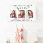 Afstudeerfeest Modern 3 Foto Gefeliciteerd Spandoek (Insitu)