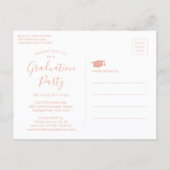 Afstudeerfeest Modern Blush Pink & Gold 3 Foto Uitnodiging Briefkaart (Achterkant)