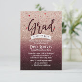 Afstudeerfeest Modern Bourgondisch Roos Gold Glitt Kaart (Staand voorkant)