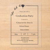 Afstudeerfeest modern minimalistisch Ze heeft het Acryl Uitnodigingen (Voorkant)