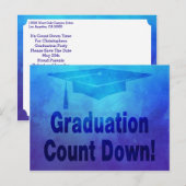 Afstudeerfeest Modern Save the Date Blauw Briefkaart (Voorkant / Achterkant)