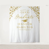 Afstudeerfeest Modern Wit Gouden Afstudeerachtergr Wandkleed (Voorkant)