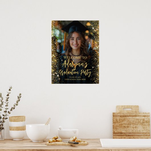 Afstudeerfeest moderne foto welkom teken poster (Keuken)