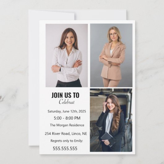 Afstudeerfeest Multi Photo Modern Afstudeerder 202 Kaart (Achterkant)