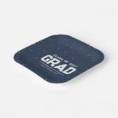 Afstudeerfeest navy blauw afstudeerder naam jaar papieren bordje (Gebogen)