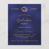 Afstudeerfeest navy blauw goud uitnodiging (Voorkant)