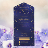 Afstudeerfeest navy blauw gouden sterren RSVP All In One Uitnodiging
