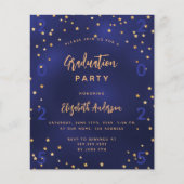 Afstudeerfeest navy blauwe sterren budget uitnodig (Voorkant)