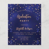 Afstudeerfeest navy blauwe sterren budget uitnodig flyer (Voorkant)