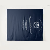 Afstudeerfeest Navy Blue Laurel krans achtergrond Wandkleed (Voorkant (horizontaal))