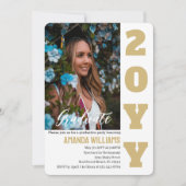 Afstudeerfeest Nodig Elegant Goud Custom Photo uit Feestdagenkaart (Voorkant)