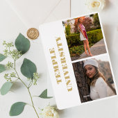 Afstudeerfeest Nodig Elegant Goud Custom Photo uit Folie Uitnodiging