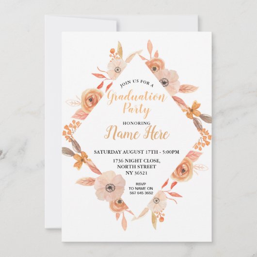 Afstudeerfeest  Nodig Herfst Herfst Auburn Kaart (Voorkant)