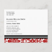 Afstudeerfeest Nodig Red Black Damask uit Uitnodiging Briefkaart (Achterkant)