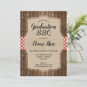 Afstudeerfeest Nodig Red Gingham BBQ Burlap uit Kaart (Staand voorkant)