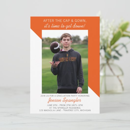 Afstudeerfeest Open Huis 2025 Fotouitnodiging Kaart (Staand voorkant)