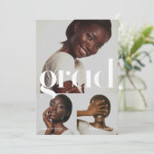 Afstudeerfeest Paarse Drie Fotocollage Kaart (Staand voorkant)