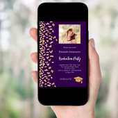 Afstudeerfeest paarse gouden confetti meisje foto kaart