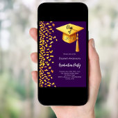 Afstudeerfeest paarse gouden confetti meisje kaart