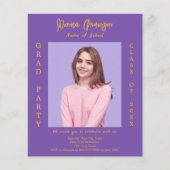 Afstudeerfeest paarse lavendel foto uitnodiging (Voorkant)