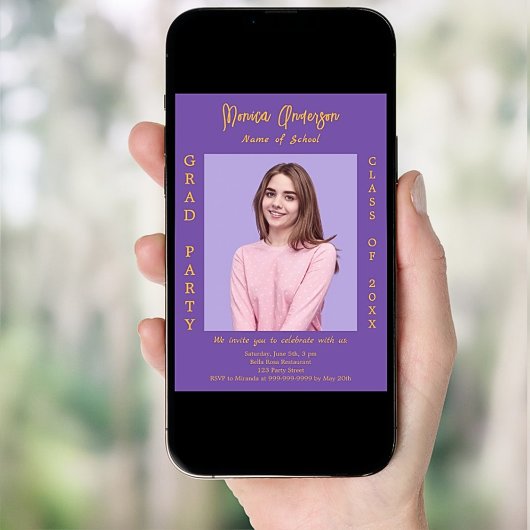 Afstudeerfeest paarse lavendelfoto kaart