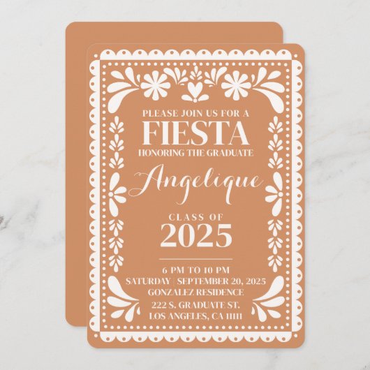 Afstudeerfeest Papel Picado Mexicaanse Fiesta 2025 Kaart (Voorkant / Achterkant)