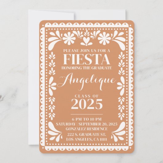 Afstudeerfeest Papel Picado Mexicaanse Fiesta 2025 Kaart (Voorkant)