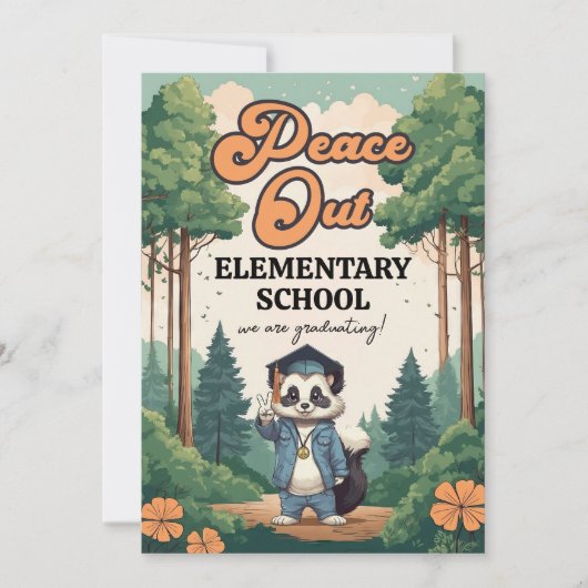 Afstudeerfeest 'Peace Out Elementary School' Kaart (Voorkant)