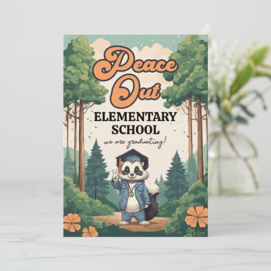 Afstudeerfeest 'Peace Out Elementary School' Kaart (Staand voorkant)