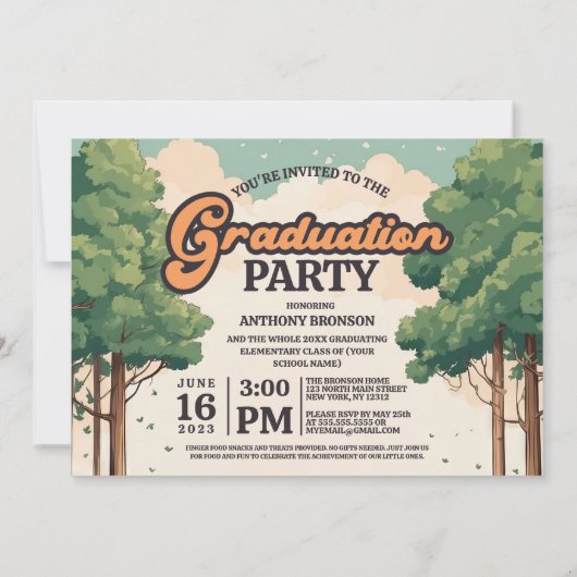 Afstudeerfeest 'Peace Out Elementary School' Kaart (Achterkant)