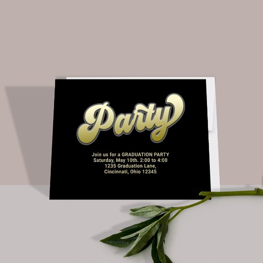 Afstudeerfeest QR Code Goud Moderne Typografie Informatiekaartje