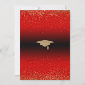 Afstudeerfeest Red Ombre Confetti Uitnodiging (Achterkant)