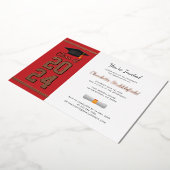 Afstudeerfeest Red Script Afstudeerder 2025 Roos G Folie Uitnodiging (Gedraaid)